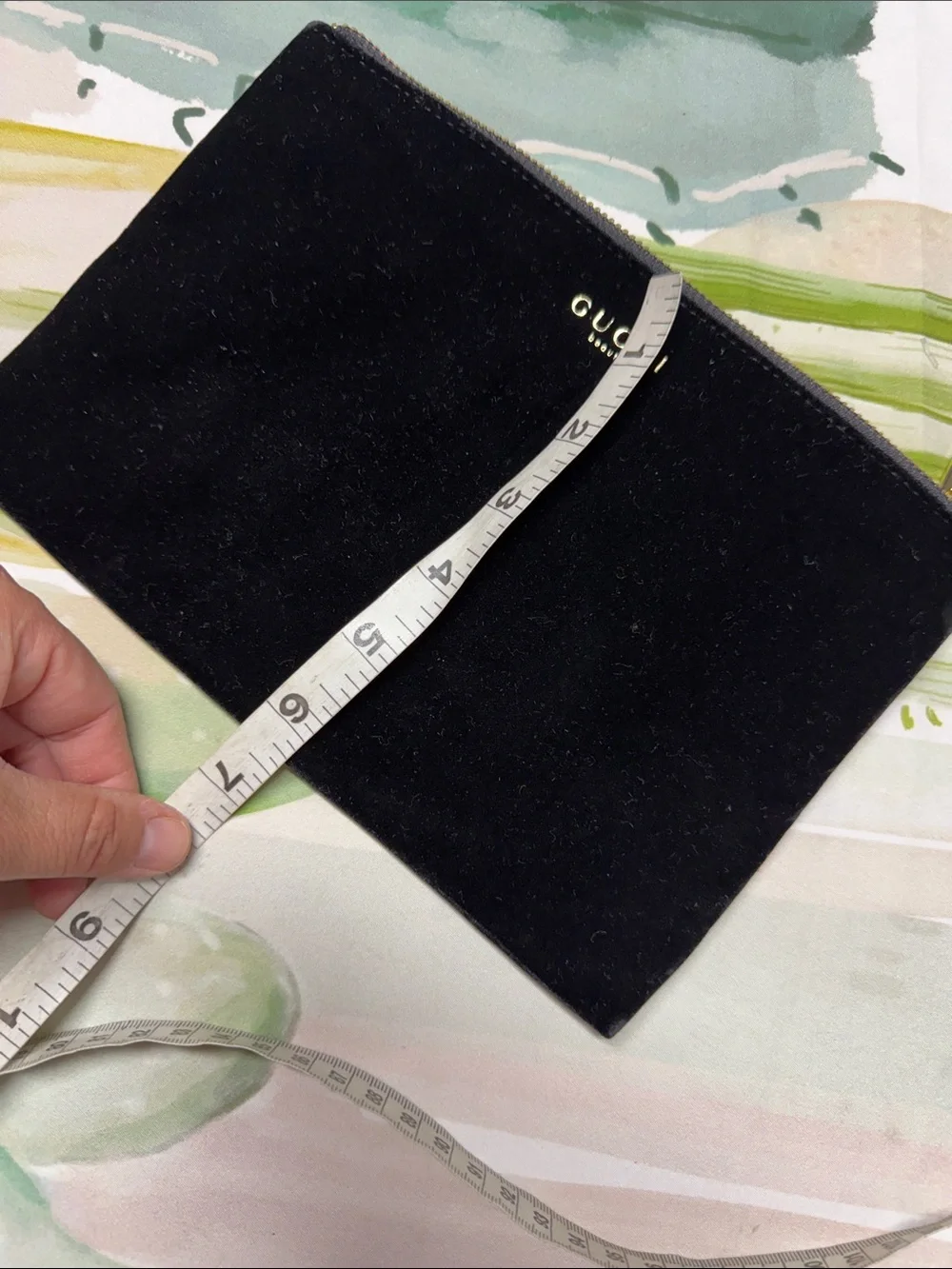 Gucci beauty Black Velvet Zip Pouch with Gold Logo Accent